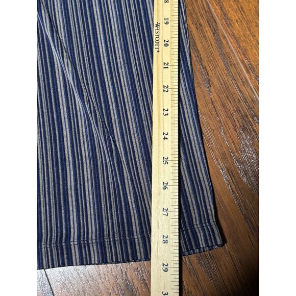 Chicos Travelers Striped Wide-Leg Palazzo Pants Size 3 Medium Blue/Brown Stretch - Picture 8 of 8